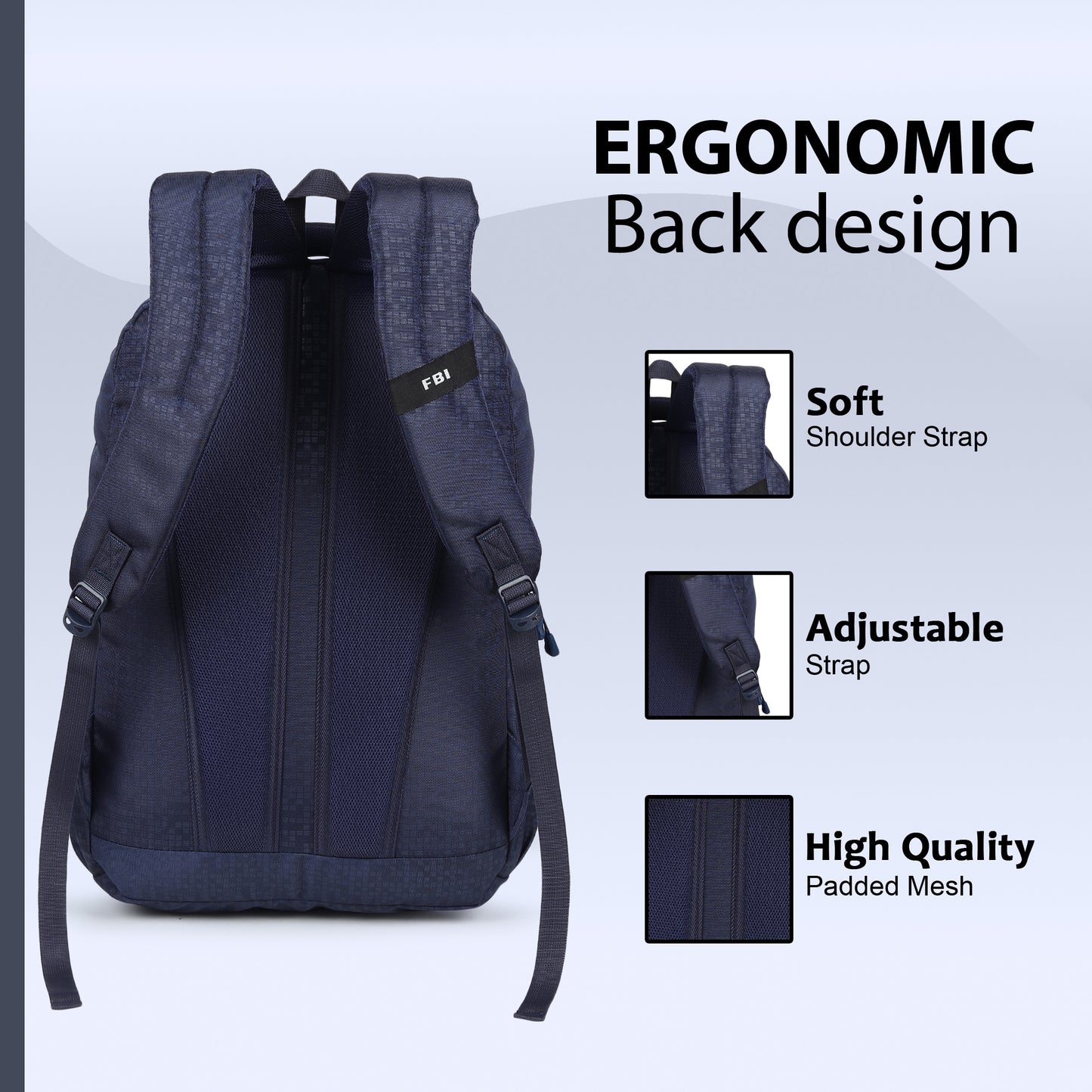 Fbi Water Resistant Adjustable Strap High Quality Padded Mesh Soft Shoulder Strap Water Bottle Pocket 35L Backpack Fbi-94-Sky