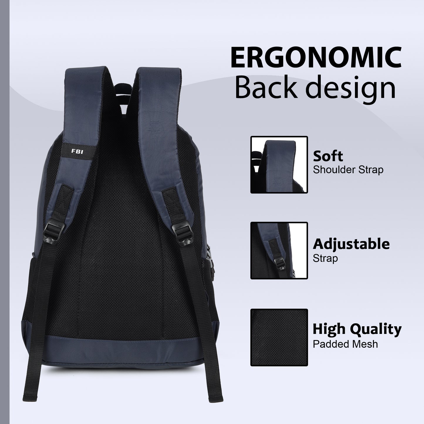 Fbi Water Resistant Adjustable Strap High Quality Padded Mesh Soft Shoulder Strap Water Bottle Pocket 35L Backpack Fbi-93-Royal Blue