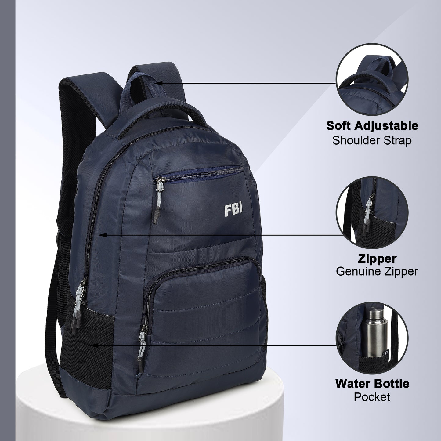 Fbi Water Resistant Adjustable Strap High Quality Padded Mesh Soft Shoulder Strap Water Bottle Pocket 35L Backpack Fbi-93-Royal Blue