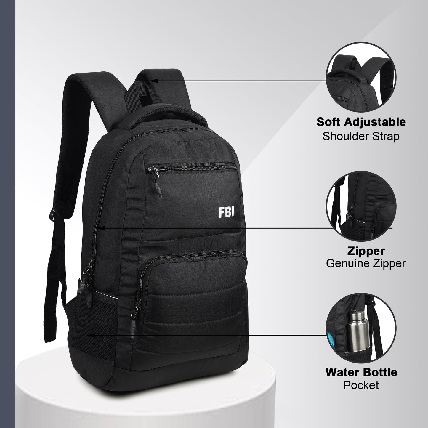 Fbi Water Resistant Adjustable Strap High Quality Padded Mesh Soft Shoulder Strap Water Bottle Pocket 35L Backpack Fbi-93-Royal Blue