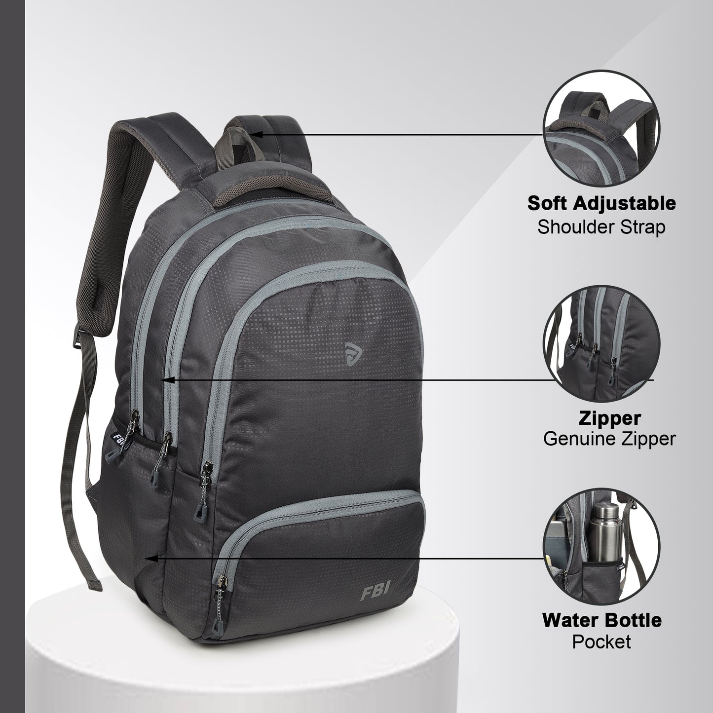 Fbi Water Resistant Adjustable Strap High Quality Padded Mesh Soft Shoulder Strap Water Bottle Pocket 35L Backpack Fbi-94-Sky