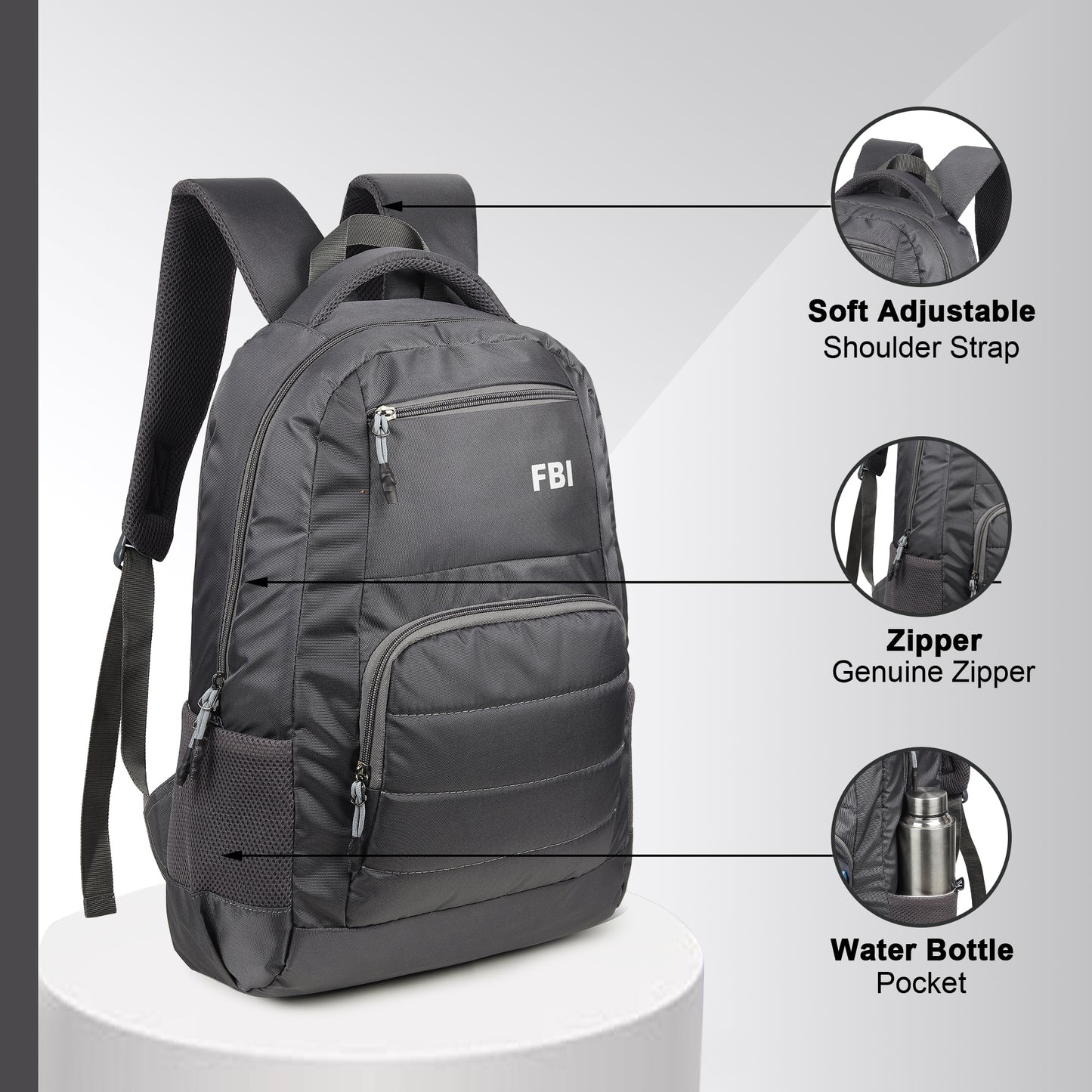 Fbi Water Resistant Adjustable Strap High Quality Padded Mesh Soft Shoulder Strap Water Bottle Pocket 35L Backpack Fbi-93-Royal Blue