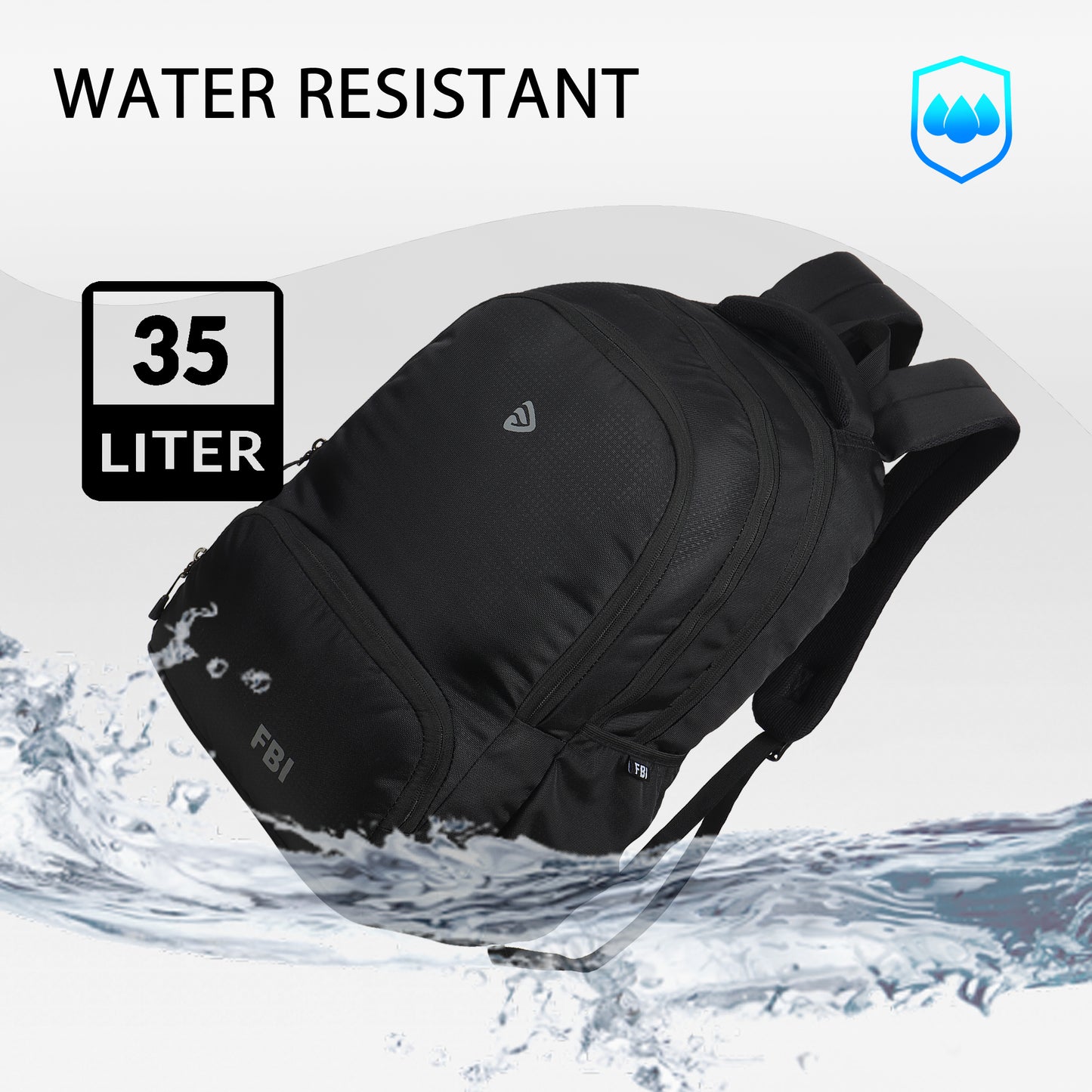 Fbi Water Resistant Adjustable Strap High Quality Padded Mesh Soft Shoulder Strap Water Bottle Pocket 35L Backpack Fbi-94-Sky