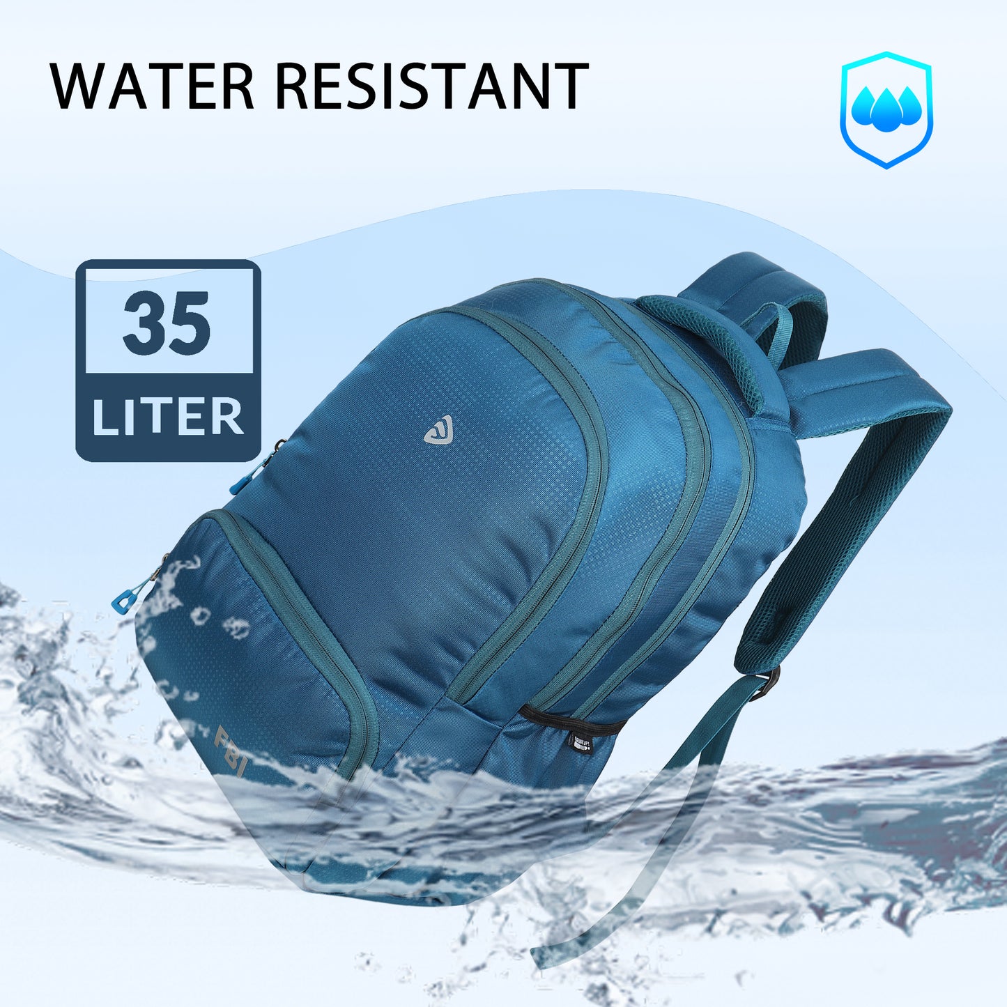 Fbi Water Resistant Adjustable Strap High Quality Padded Mesh Soft Shoulder Strap Water Bottle Pocket 35L Backpack Fbi-94-Sky