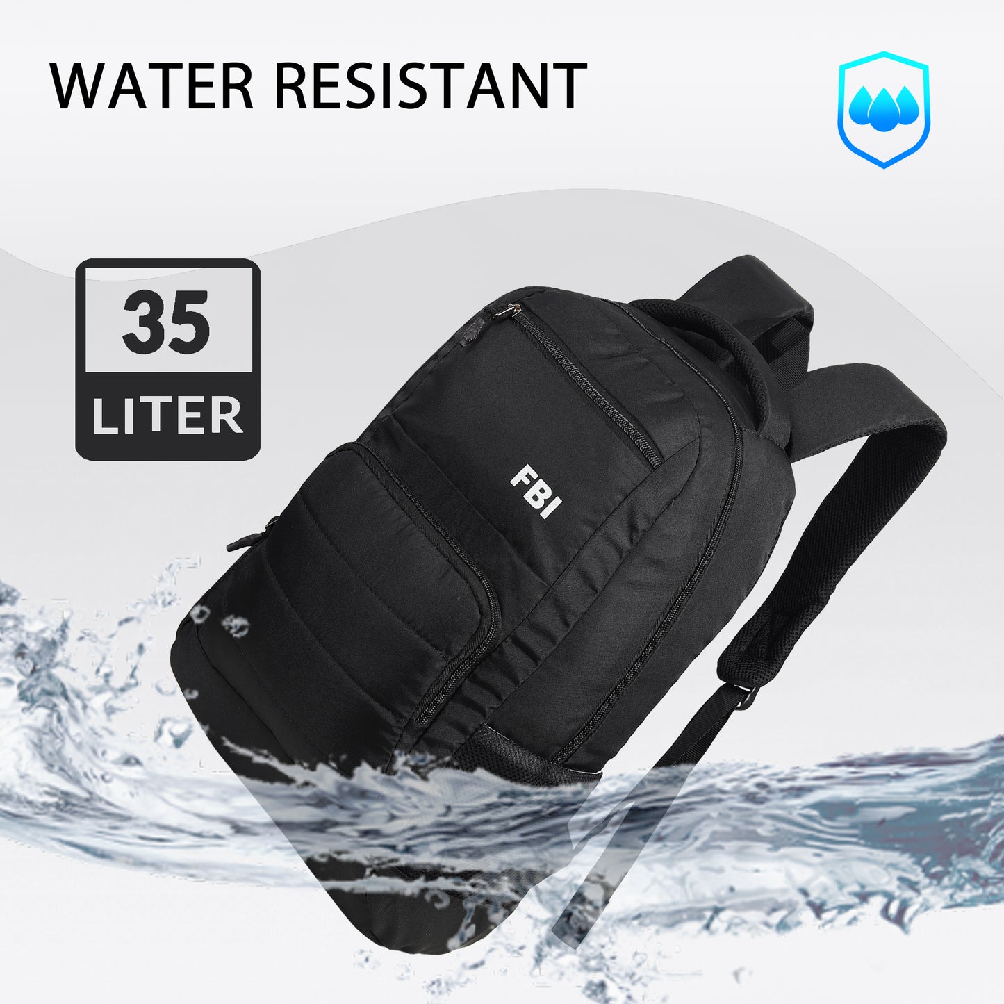 Fbi Water Resistant Adjustable Strap High Quality Padded Mesh Soft Shoulder Strap Water Bottle Pocket 35L Backpack Fbi-93-Royal Blue