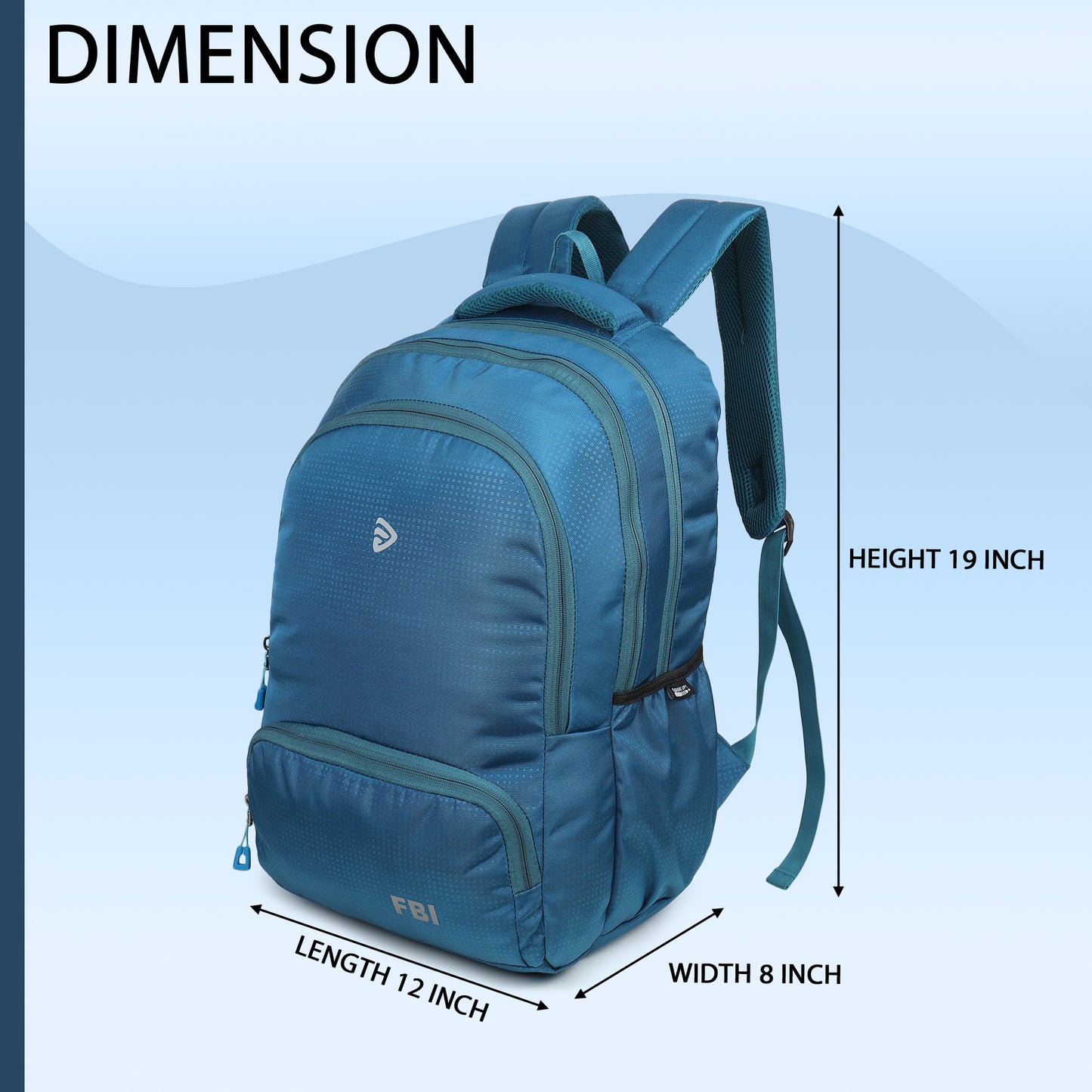 Fbi Water Resistant Adjustable Strap High Quality Padded Mesh Soft Shoulder Strap Water Bottle Pocket 35L Backpack Fbi-94-Sky