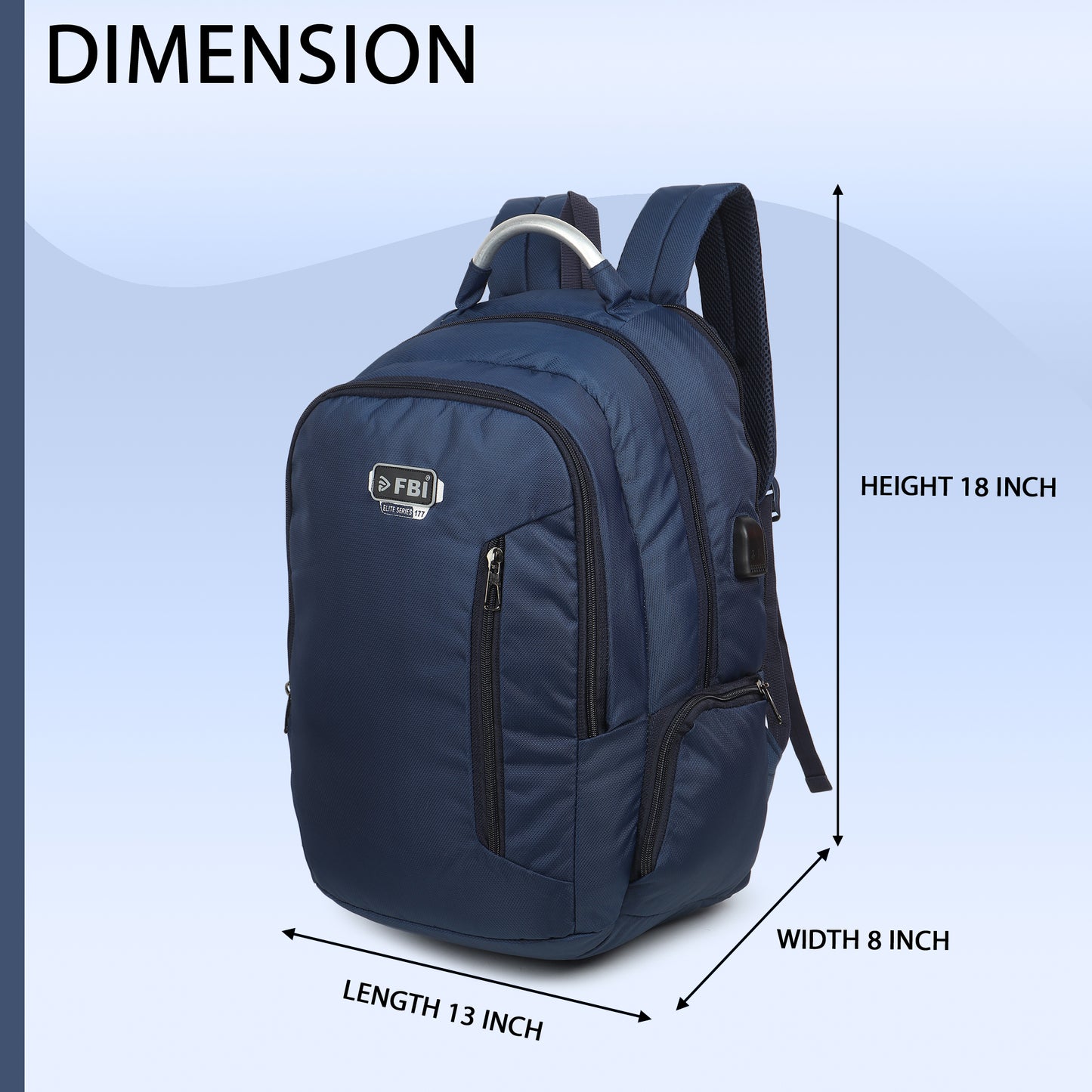 Fbi Water Resistant Adjustable Strap High Quality Padded Mesh Soft Shoulder Strap Water Bottle Pocket 35L Backpack Fbi-177-Grey